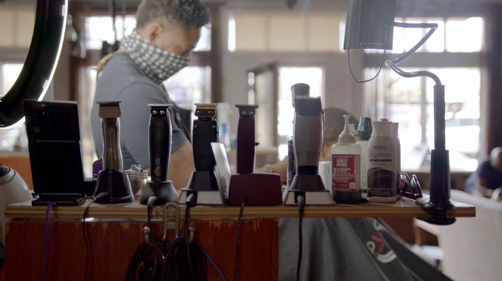 Barber stations inside Pure Upscale Hair Studio